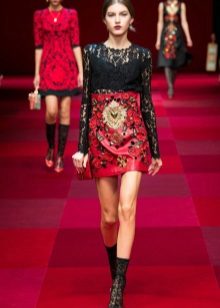 Leather dress with lace