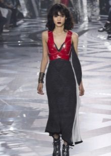 Dress with leather upper