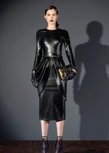 Leather dress midi straight