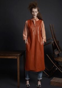 Leather dress for every day brown