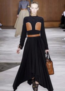 Leather dress combined with pockets