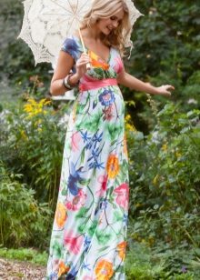Summer dress for pregnant women with a print