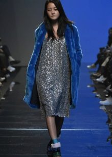 Fur coat under the autumn dress