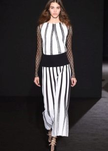 Autumn dress with a transparent sleeve