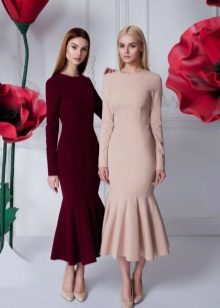 Autumn midi dress with frill
