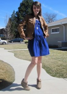 Bandeau dress in combination with a jacket