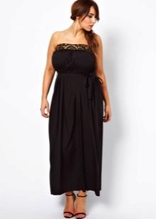 Black bandeau dress with ankle length skirt for obese women