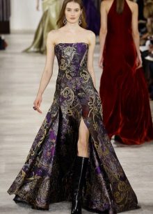 A-line Strapless Slit Dress