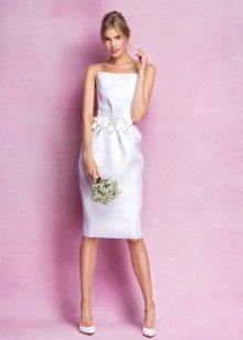 Strapless straight wedding dress short