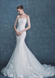 Strapless Mermaid Wedding Dress with Sleeves