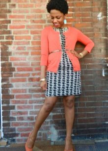 Coral shoes and a cardigan for a dress crow's feet