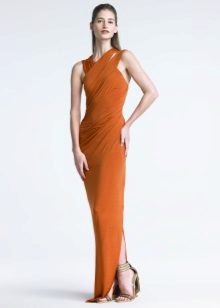 Jersey dress with draping floor