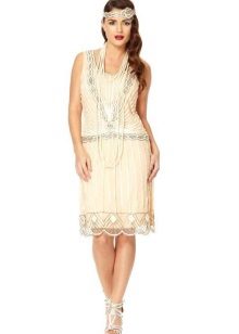 White midi dress with low waist Charleston