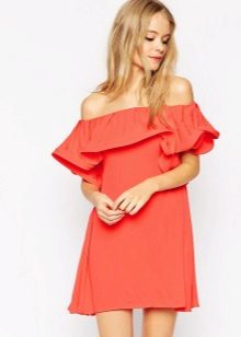 Dress, suede strapless with ruffles on the bodice for the figure Triangle