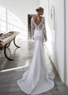 White dress with open back and train