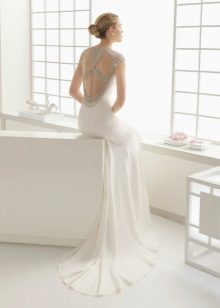 White dress with open back with rhinestones