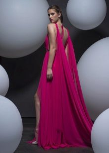 Dress with open back and slit red