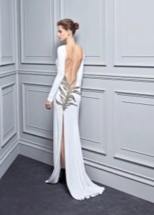 Dress with open back and slit white