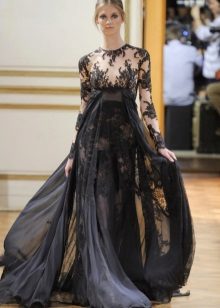 Empire style evening dress with lace