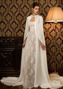 Cape to the floor to the wedding dress