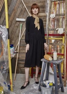 Winter dress knitted with sleeves