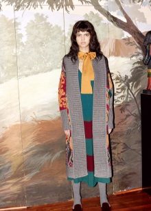 Winter dress knitted with print