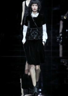 Shirt to black velvet dress