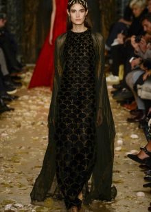 Cape to black long dress