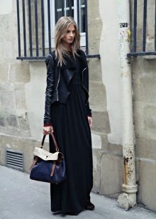 Bag to black long dress