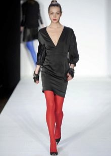 Red tights to black dress