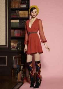 High boots for a short cocktail dress