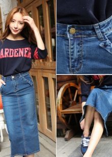 long denim pencil skirt