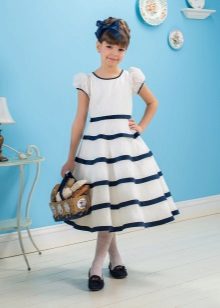 Summer dress for a girl in a blue striped
