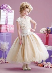 Elegant fluffy dress with low waist for girl