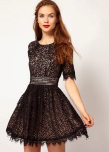Black guipure dress for teens