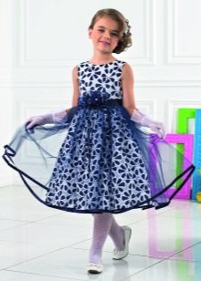 White to blue polka dot dress for prom 4 class