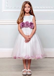 White with a belt dress for prom 4 class