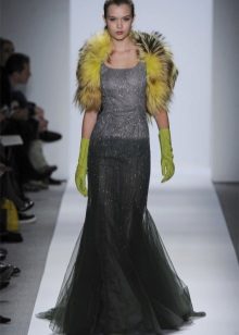 Fur waistcoat to long dress