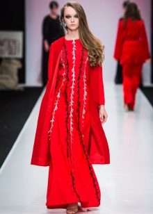 Red coat to long dress