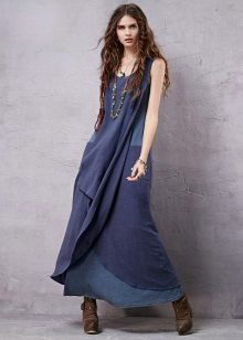 Rough boots to denim dress