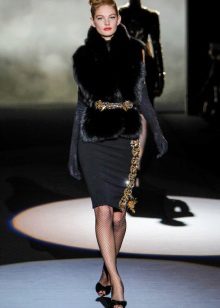 Fur vest to a black dress-case
