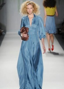 Brown bag to the shirt dress to the floor