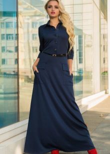 shoes to a blue dress to the floor