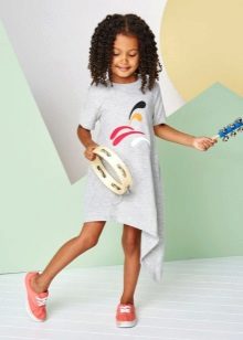 Knitted summer dress for the girl asymmetrical