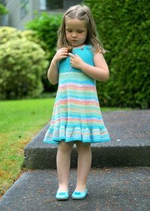 Knitted dress for a girl with knitting summer
