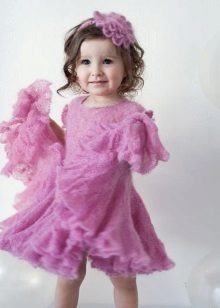 Knitted dress for girls knitting fluffy