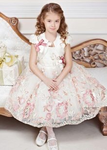 White patterned prom dress to kindergarten