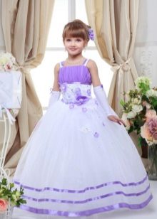 White and purple graduation dress to kindergarten