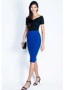 Blue pencil skirt