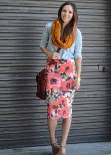 Pencil Skirt with Scarf